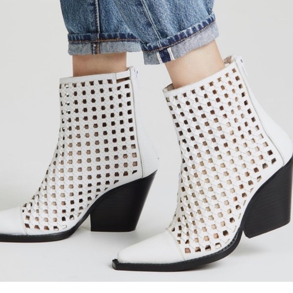 Jeffrey Campbell Shoes - NWOT Jeffrey Campbell waven white leather booties